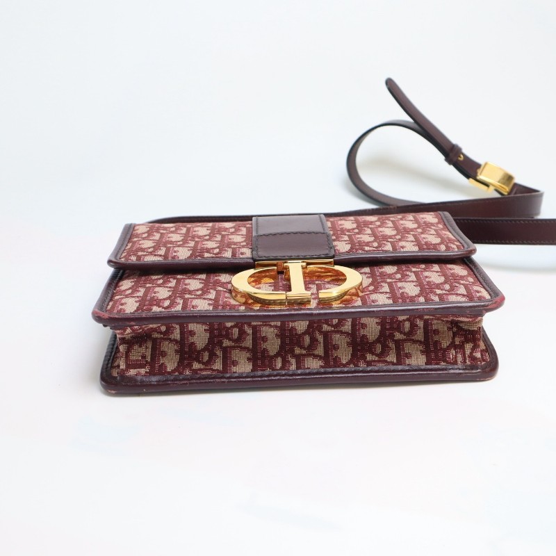 Dior 蒙田30 老花酒紅色 肩背包斜背包-5