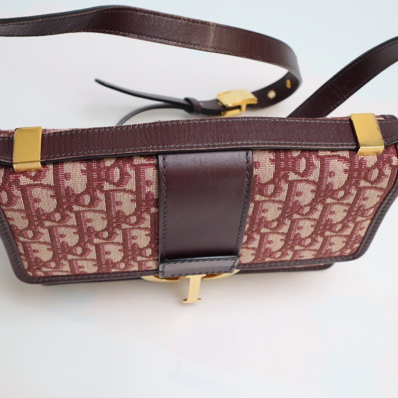 Dior 蒙田30 老花酒紅色 肩背包斜背包-9