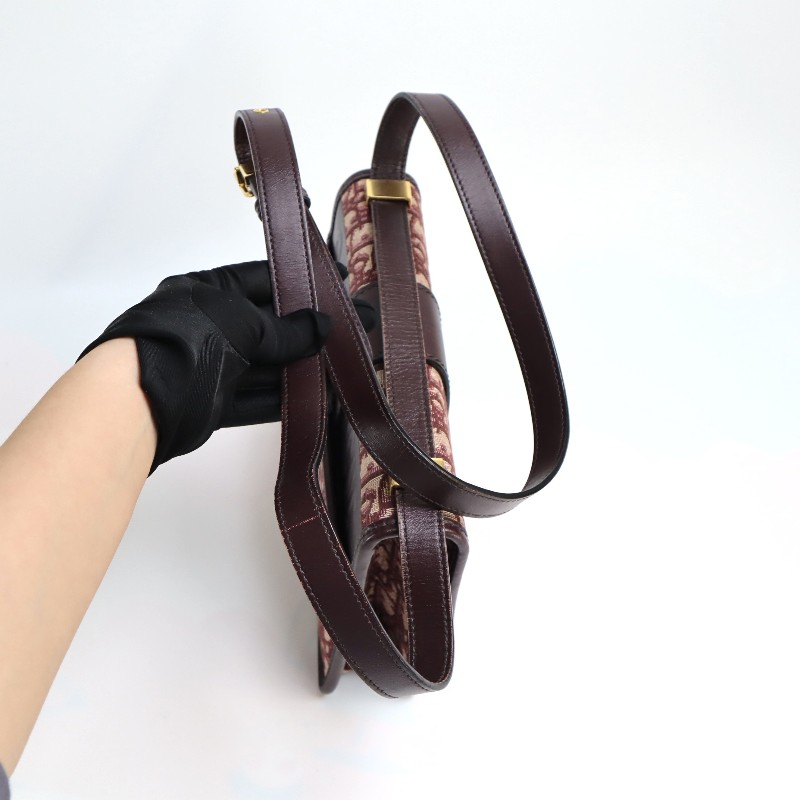 Dior 蒙田30 老花酒紅色 肩背包斜背包-11