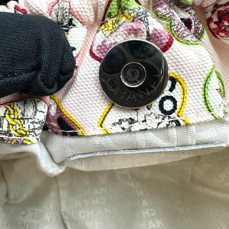 【美收精品】CHANEL 香奈兒鏈單肩包帆布象牙色銀色 B-913【隔月月中將轉賣至日本 上架期限30天】-8