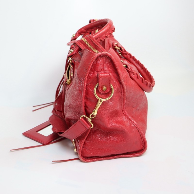 Balenciaga正紅色機車包中號 羊皮 肩背包手提包-1