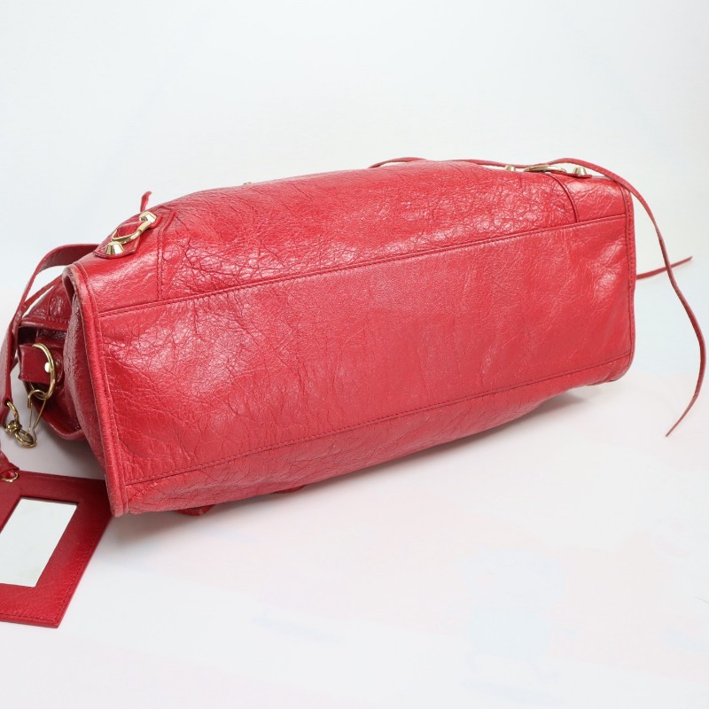 Balenciaga正紅色機車包中號 羊皮 肩背包手提包-4