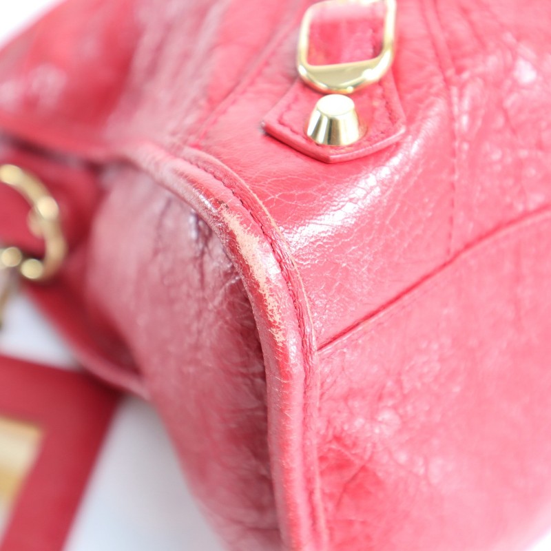 Balenciaga正紅色機車包中號 羊皮 肩背包手提包-5