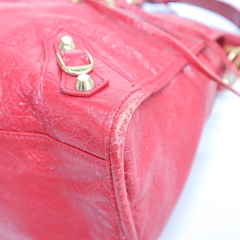 Balenciaga正紅色機車包中號 羊皮 肩背包手提包-6