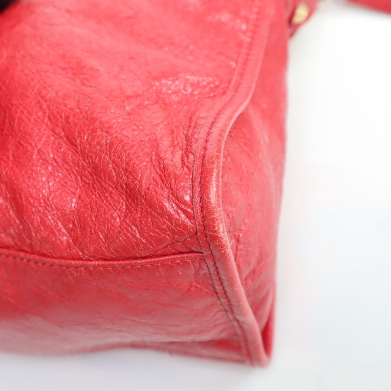 Balenciaga正紅色機車包中號 羊皮 肩背包手提包-8