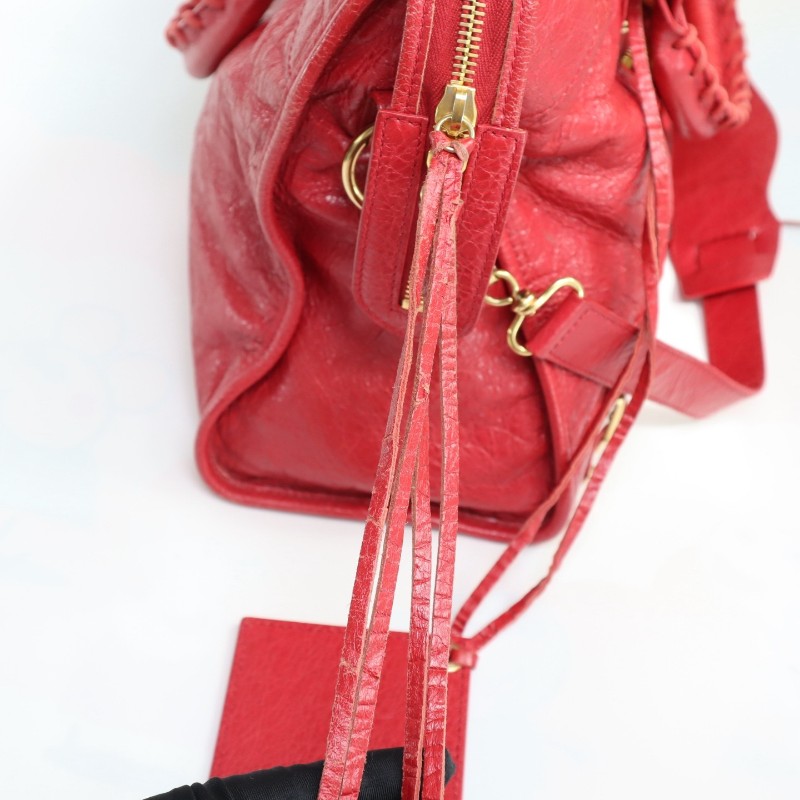 Balenciaga正紅色機車包中號 羊皮 肩背包手提包-11