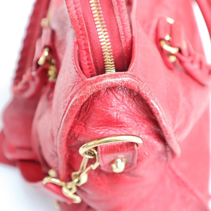 Balenciaga正紅色機車包中號 羊皮 肩背包手提包-13