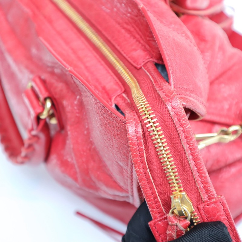 Balenciaga正紅色機車包中號 羊皮 肩背包手提包-15