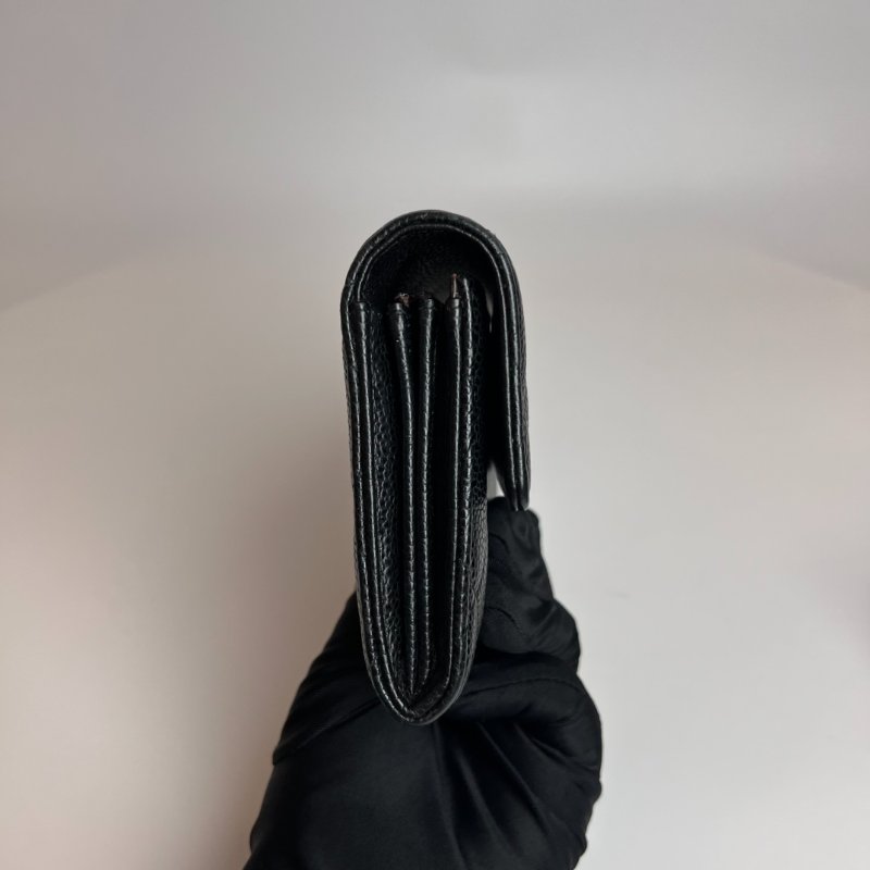CHANEL 19開 黑菱格紋荔枝皮信封長夾-2