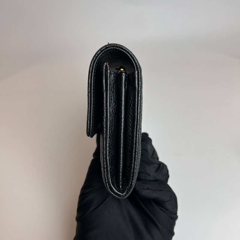 CHANEL 19開 黑菱格紋荔枝皮信封長夾-3