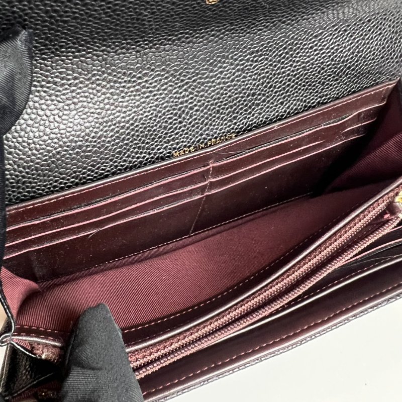 CHANEL 19開 黑菱格紋荔枝皮信封長夾-5