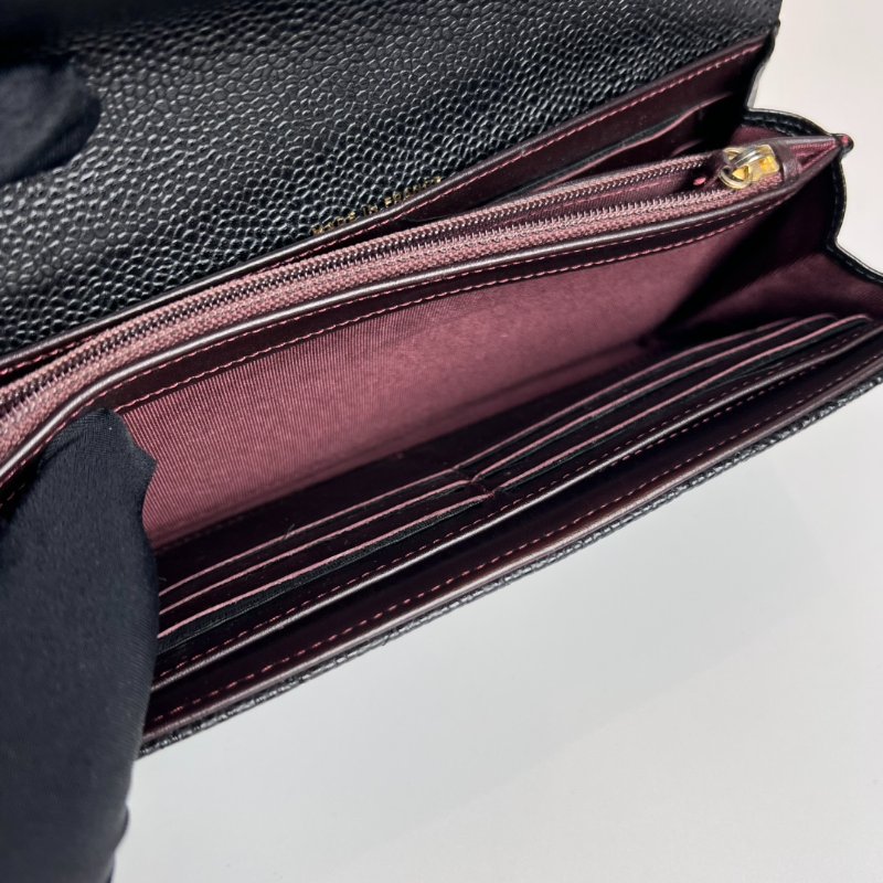 CHANEL 19開 黑菱格紋荔枝皮信封長夾-6