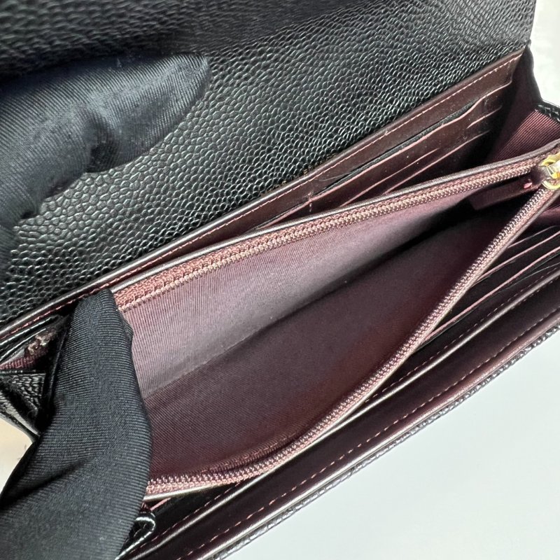 CHANEL 19開 黑菱格紋荔枝皮信封長夾-7