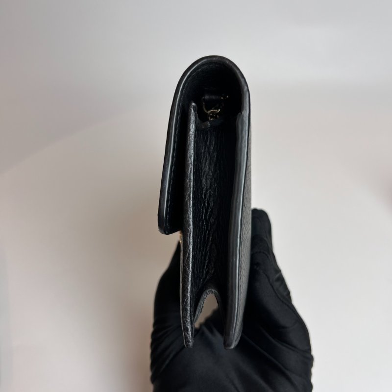 GUCCI 黑雙G淡金扣 WOC-3