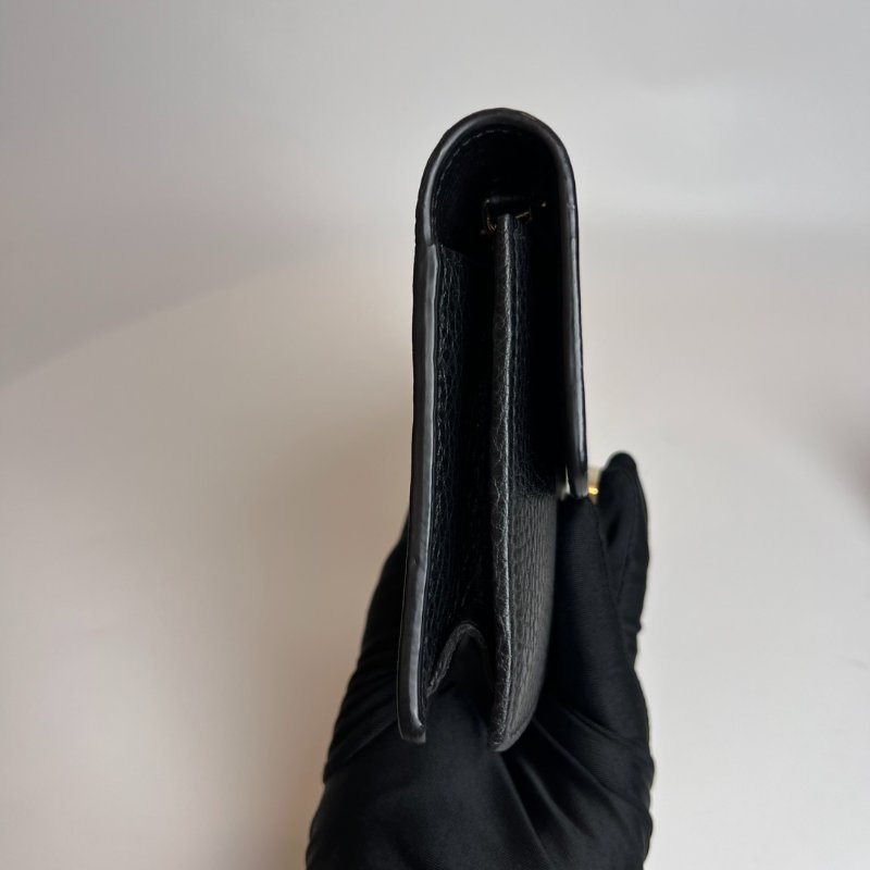 GUCCI 黑雙G淡金扣 WOC-4