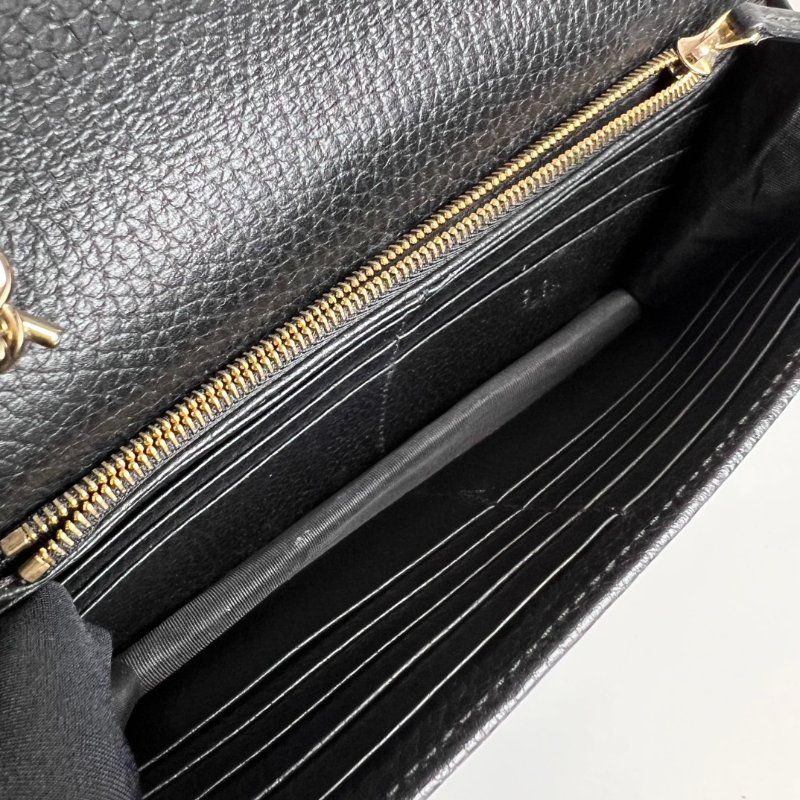 GUCCI 黑雙G淡金扣 WOC-6