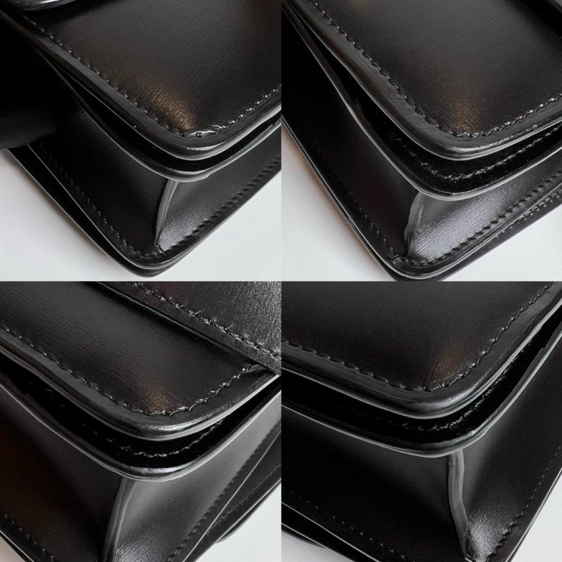 CELINE 黑色金扣牛皮box mini豆腐包-11