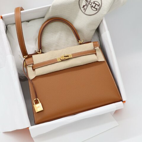 【金剛色♥️台灣購證配件齊】Hermès 愛馬仕 Kelly25 K25 Epsom 牛皮 金棕色 手提包 斜挎包 Z 刻