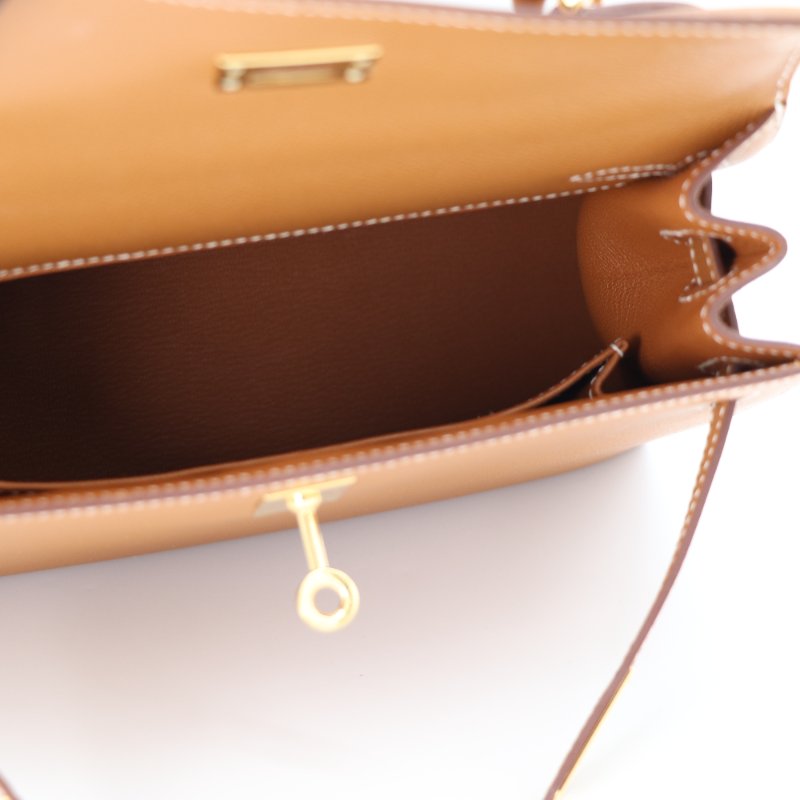 【金剛色♥️台灣購證配件齊】Hermès 愛馬仕 Kelly25 K25 Epsom 牛皮 金棕色 手提包 斜挎包 Z 刻-11