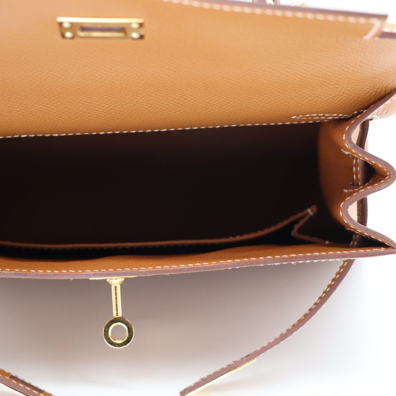 【金剛色♥️台灣購證配件齊】Hermès 愛馬仕 Kelly25 K25 Epsom 牛皮 金棕色 手提包 斜挎包 Z 刻-12
