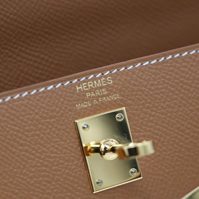 【金剛色♥️台灣購證配件齊】Hermès 愛馬仕 Kelly25 K25 Epsom 牛皮 金棕色 手提包 斜挎包 Z 刻-14