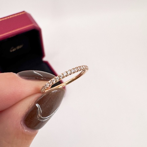 Cartier Étincelle de Cartier 750玫瑰金滿鑽線戒 47號 離櫃品