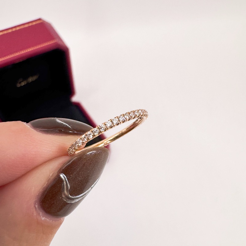 Cartier Étincelle de Cartier 750玫瑰金滿鑽線戒 47號 離櫃品-0