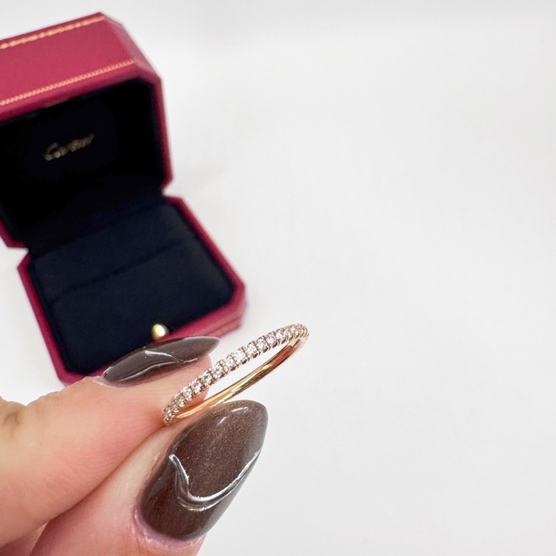 Cartier Étincelle de Cartier 750玫瑰金滿鑽線戒 47號 離櫃品-1