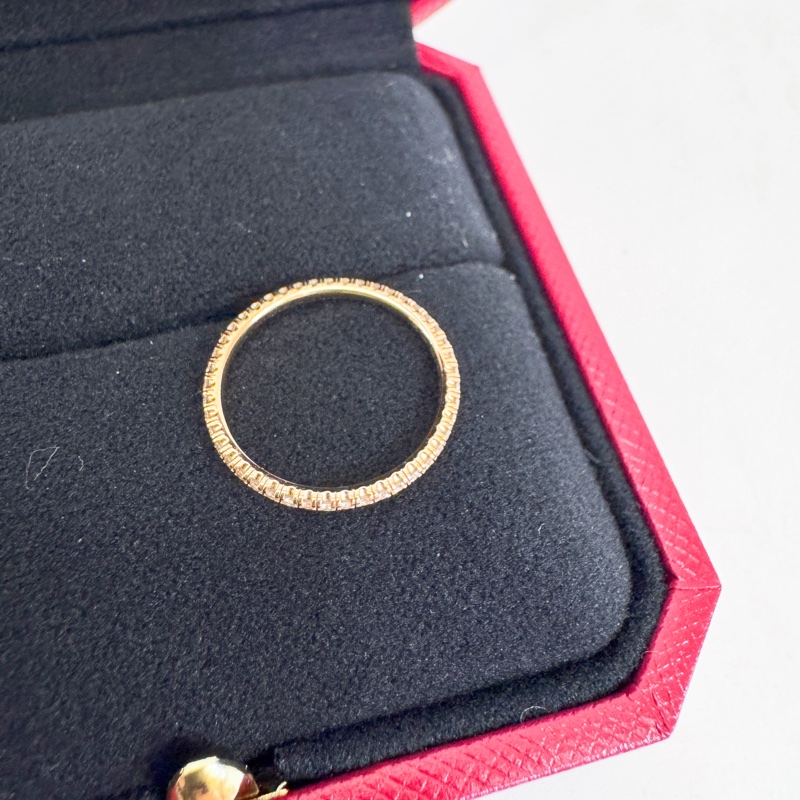 Cartier Étincelle de Cartier 750玫瑰金滿鑽線戒 47號 離櫃品-3