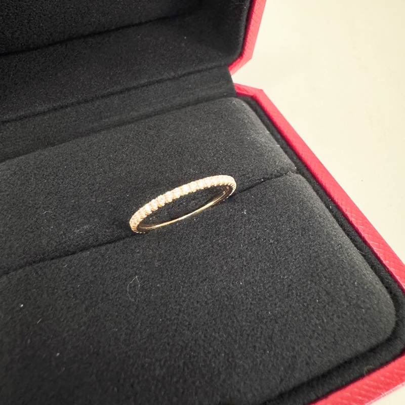 Cartier Étincelle de Cartier 750玫瑰金滿鑽線戒 47號 離櫃品-4