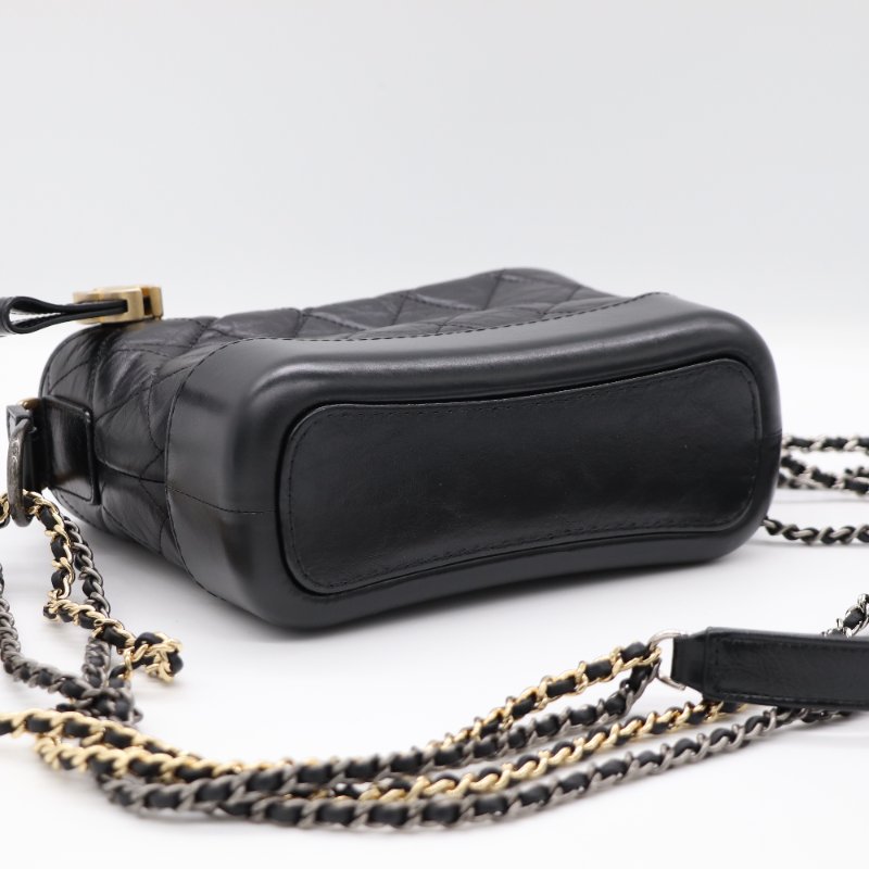 【超新🌟配件齊全🌟已停產】Chanel 香奈兒 Gabrielle 黑色牛皮 淡金扣 流浪包 小號 鏈條包 斜挎包 單肩包-4