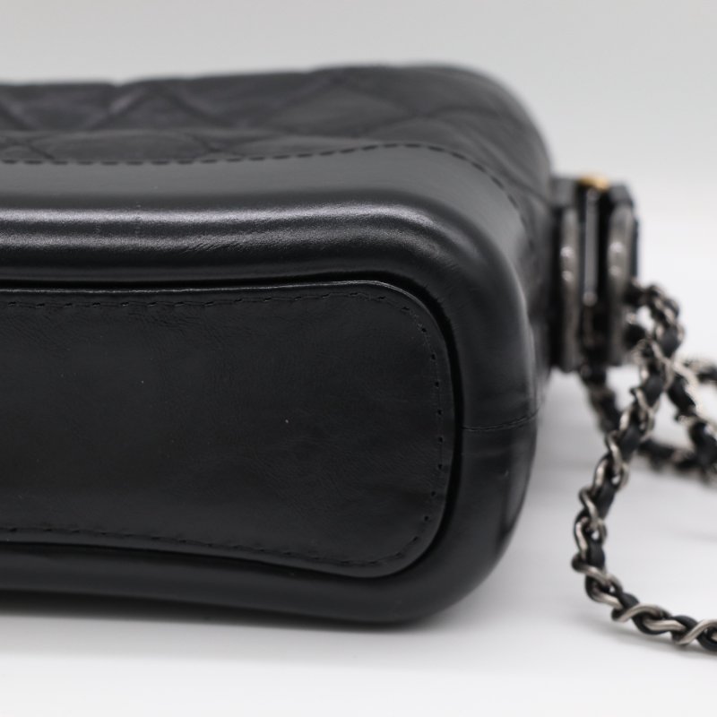 【超新🌟配件齊全🌟已停產】Chanel 香奈兒 Gabrielle 黑色牛皮 淡金扣 流浪包 小號 鏈條包 斜挎包 單肩包-5
