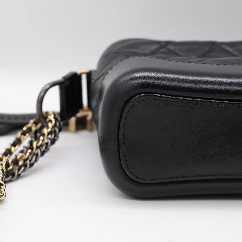 【超新🌟配件齊全🌟已停產】Chanel 香奈兒 Gabrielle 黑色牛皮 淡金扣 流浪包 小號 鏈條包 斜挎包 單肩包-6