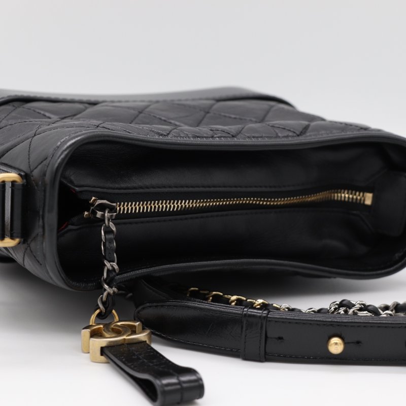 【超新🌟配件齊全🌟已停產】Chanel 香奈兒 Gabrielle 黑色牛皮 淡金扣 流浪包 小號 鏈條包 斜挎包 單肩包-7