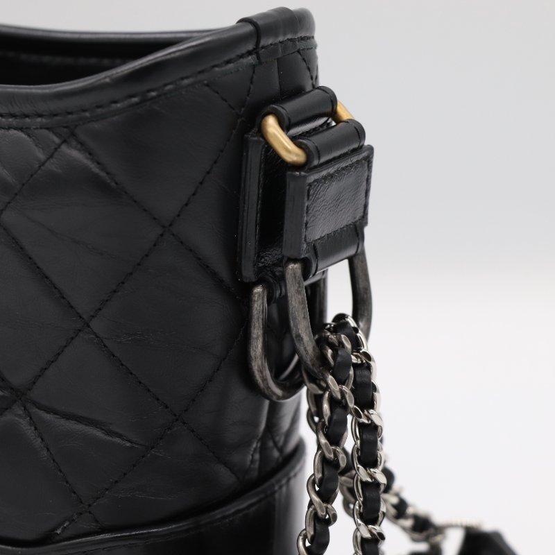 【超新🌟配件齊全🌟已停產】Chanel 香奈兒 Gabrielle 黑色牛皮 淡金扣 流浪包 小號 鏈條包 斜挎包 單肩包-11