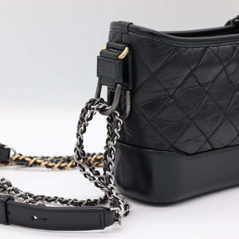 【超新🌟配件齊全🌟已停產】Chanel 香奈兒 Gabrielle 黑色牛皮 淡金扣 流浪包 小號 鏈條包 斜挎包 單肩包-13