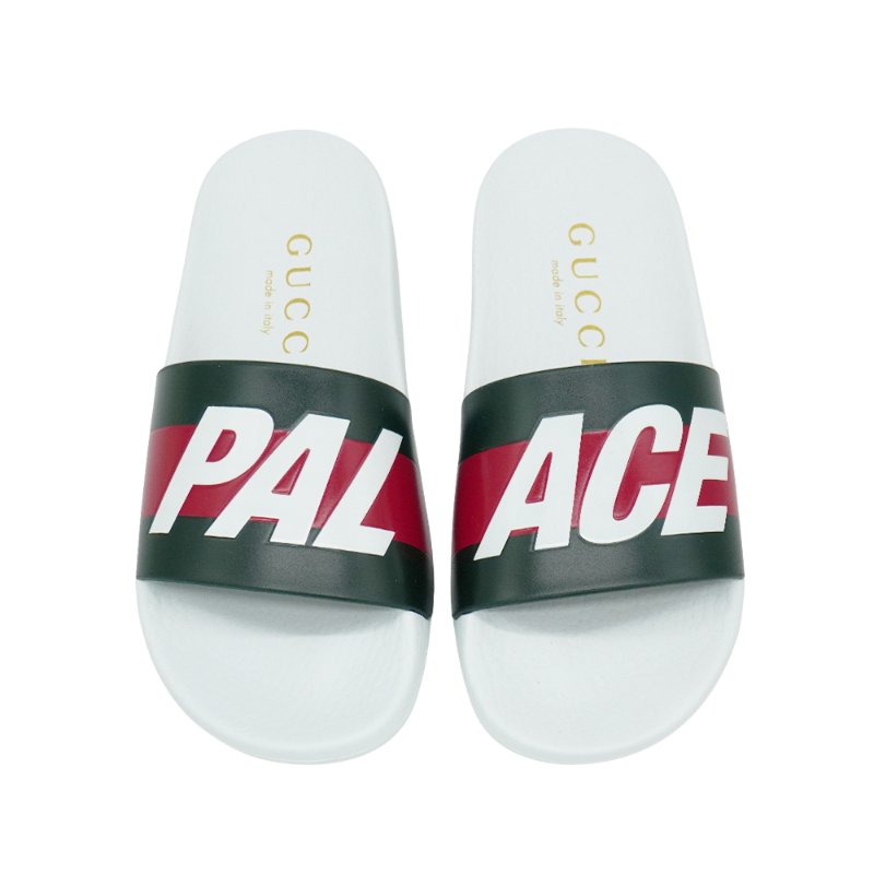 Gucci X Palace 品牌logo平底拖鞋#35(723348-白)-1