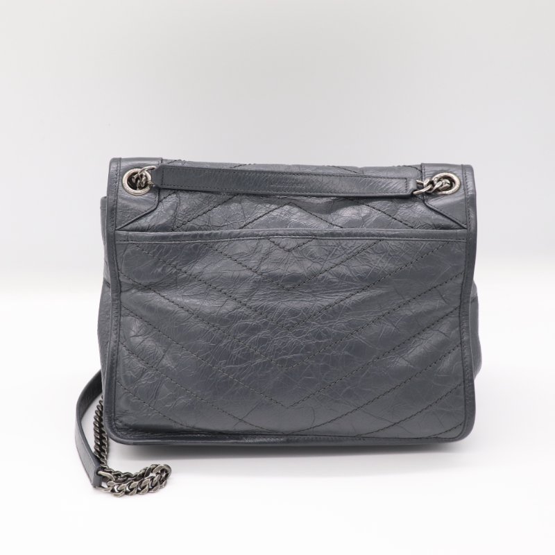 【專櫃 10 萬🌟半價有找】Saint Laurent 聖羅蘭 Niki 中型 復古牛皮革 深灰色 復古鏈條 鏈條包 單肩包 斜挎包-4