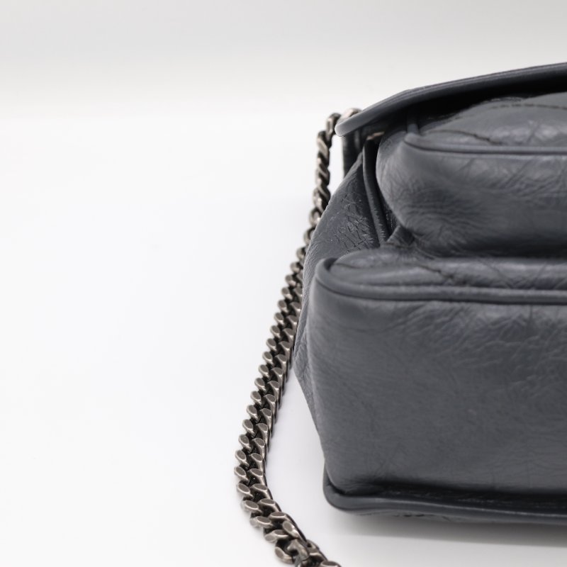 【專櫃 10 萬🌟半價有找】Saint Laurent 聖羅蘭 Niki 中型 復古牛皮革 深灰色 復古鏈條 鏈條包 單肩包 斜挎包-7