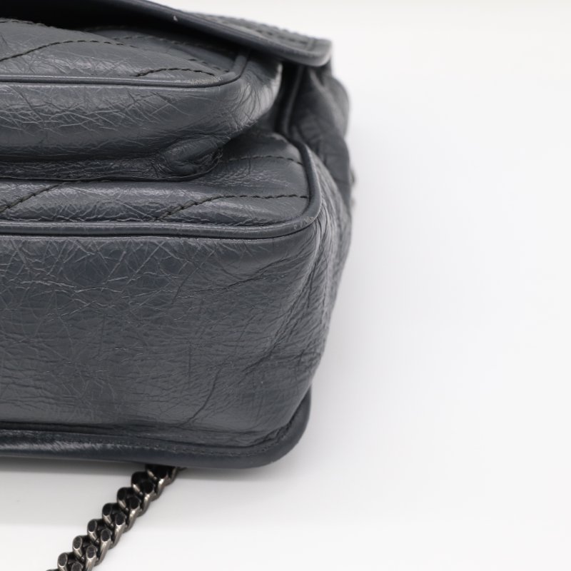 【專櫃 10 萬🌟半價有找】Saint Laurent 聖羅蘭 Niki 中型 復古牛皮革 深灰色 復古鏈條 鏈條包 單肩包 斜挎包-8