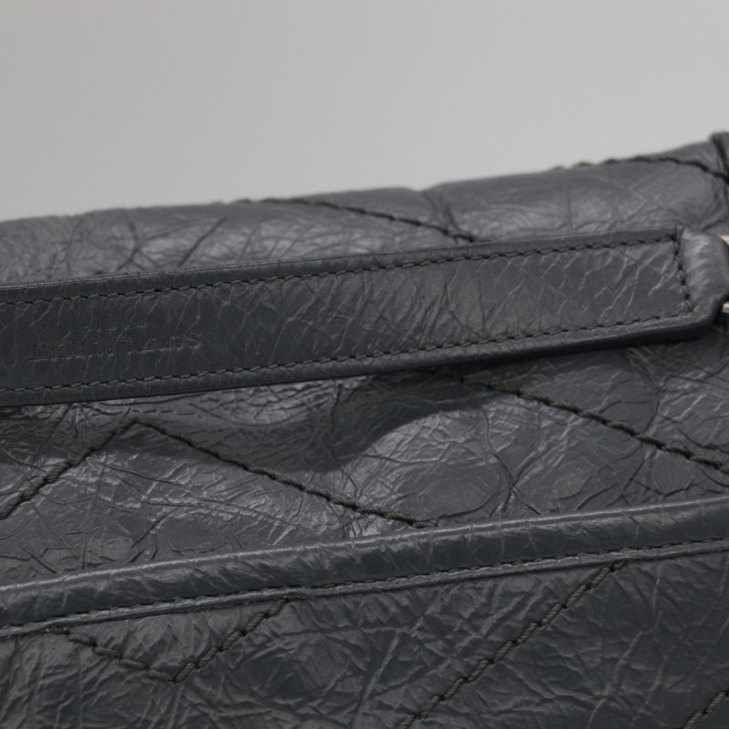 【專櫃 10 萬🌟半價有找】Saint Laurent 聖羅蘭 Niki 中型 復古牛皮革 深灰色 復古鏈條 鏈條包 單肩包 斜挎包-12