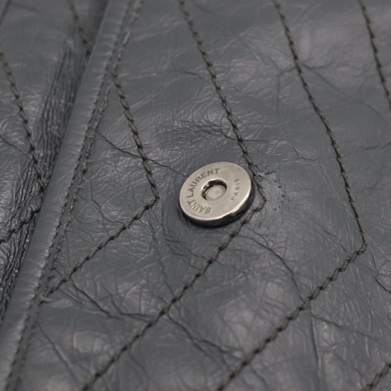 【專櫃 10 萬🌟半價有找】Saint Laurent 聖羅蘭 Niki 中型 復古牛皮革 深灰色 復古鏈條 鏈條包 單肩包 斜挎包-15