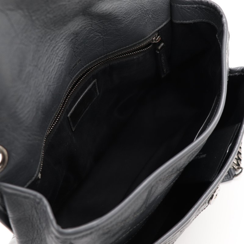 【專櫃 10 萬🌟半價有找】Saint Laurent 聖羅蘭 Niki 中型 復古牛皮革 深灰色 復古鏈條 鏈條包 單肩包 斜挎包-17