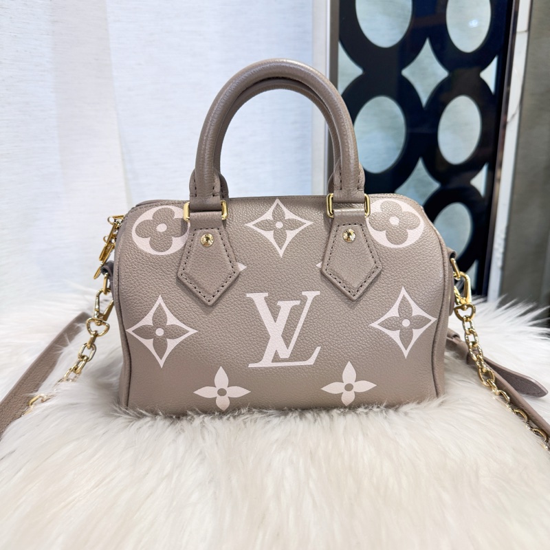 LV Speedy20 雙色斑鳩灰奶油白波士頓包 晶片款-0