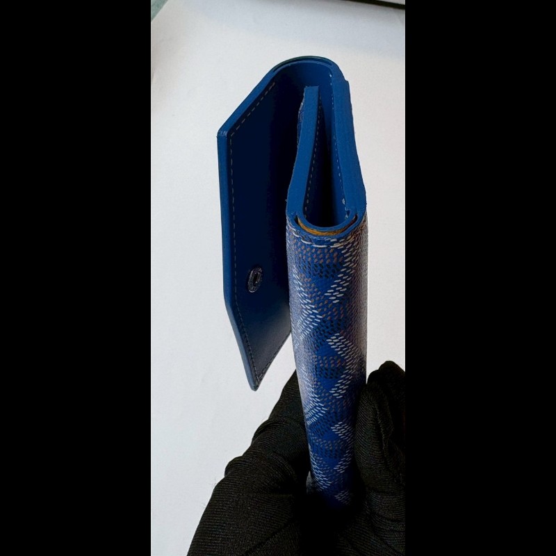 Goyard 藍色印花下蓋三折短夾-4