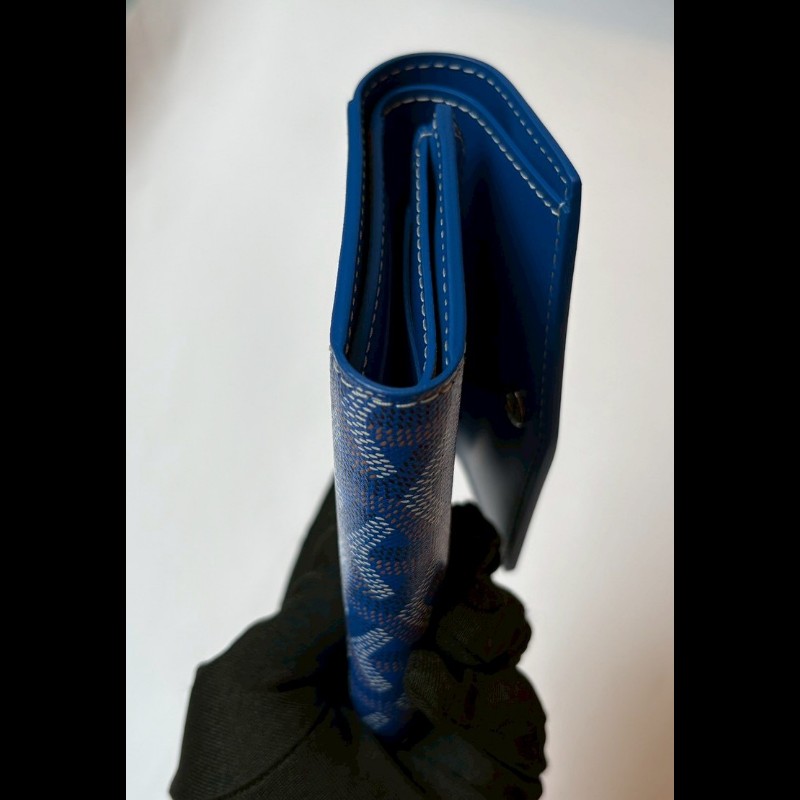 Goyard 藍色印花下蓋三折短夾-8