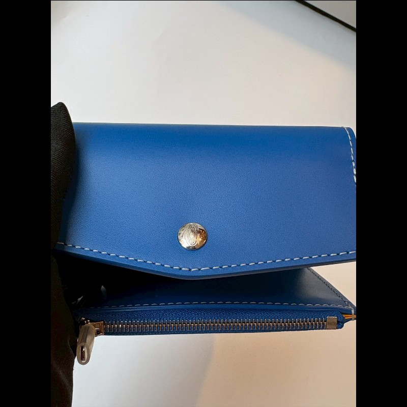 Goyard 藍色印花下蓋三折短夾-9