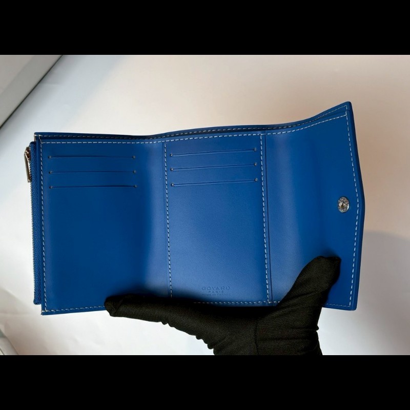 Goyard 藍色印花下蓋三折短夾-10