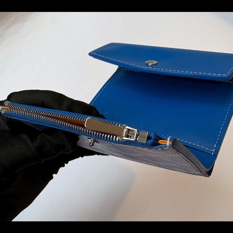 Goyard 藍色印花下蓋三折短夾-13