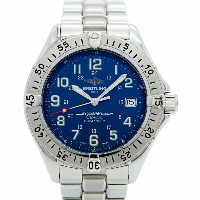 百年靈超級海洋系列 A17340 藍色錶盤男士腕錶-0